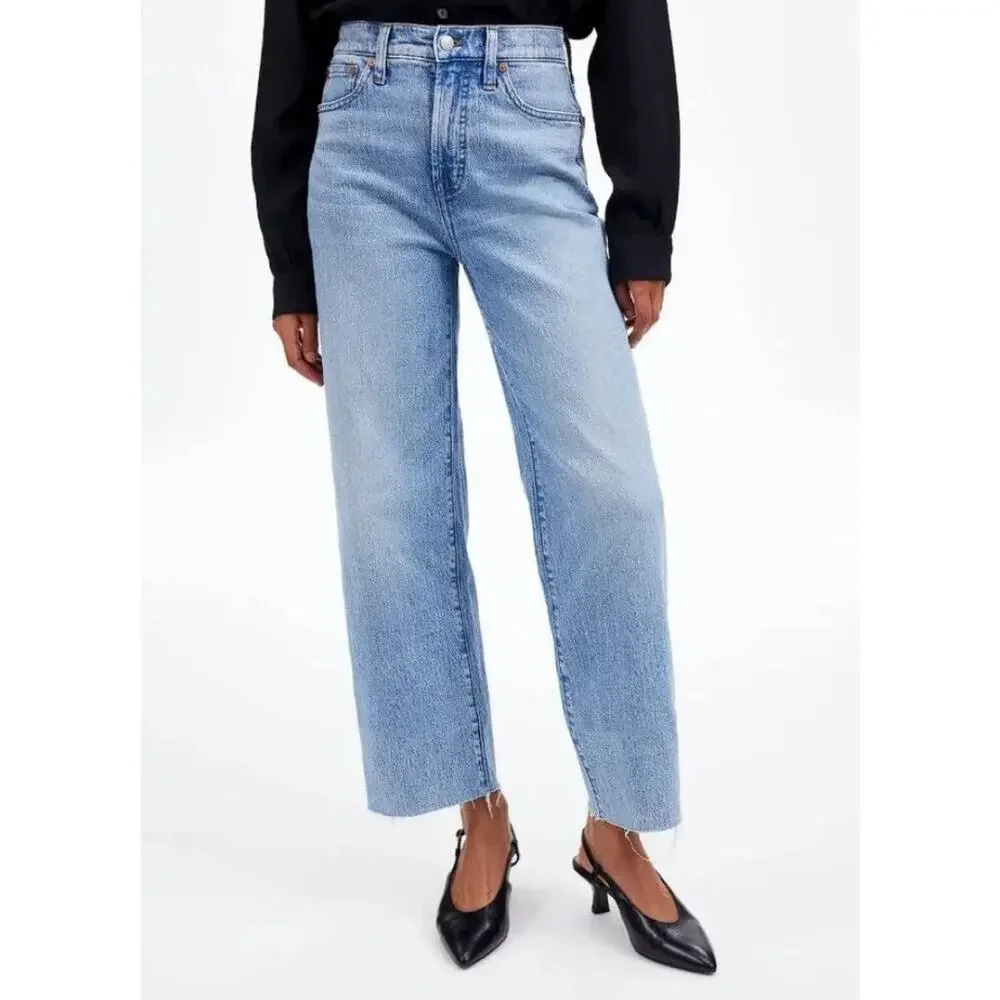 madewell perfect vintage wide-leg crop jean altoona blue wash no603 women 28 - Picture 1 of 7